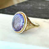 Antique Carved Amethyst Intaglio Ring - KFK, Inc.