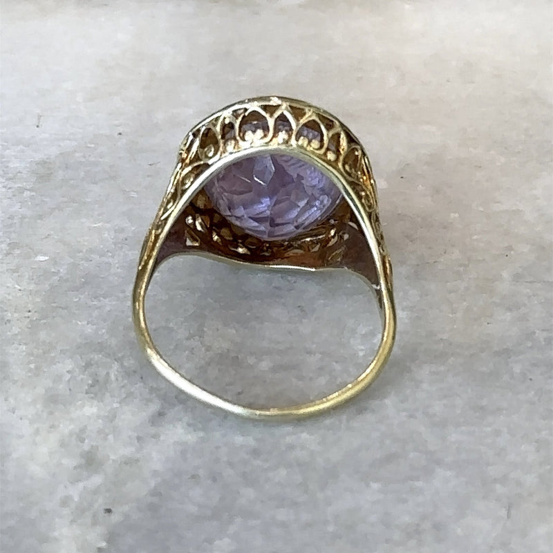 Antique Carved Amethyst Intaglio Ring - KFK, Inc.