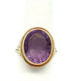 Antique Carved Amethyst Intaglio Ring - KFK, Inc.