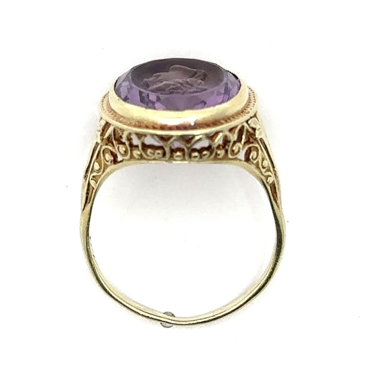 Antique Carved Amethyst Intaglio Ring - KFK, Inc.