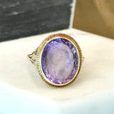 Antique Carved Amethyst Intaglio Ring - KFK, Inc.