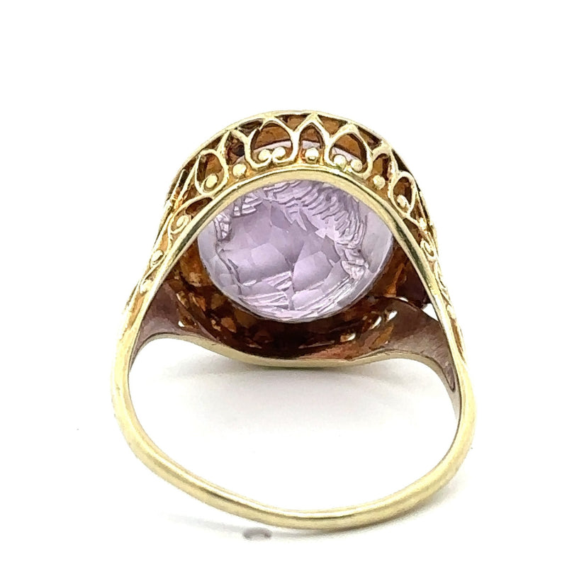 Antique Carved Amethyst Intaglio Ring - KFK, Inc.