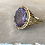 Antique Carved Amethyst Intaglio Ring - KFK, Inc.