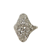 Antique Diamond Platinum Shield Ring - KFK, Inc.