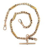 Antique Gold 9KT Chain with Albert T-Bar, 14.75 Inches - KFK, Inc.