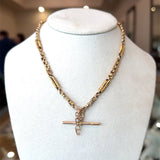 Antique Gold 9KT Chain with Albert T-Bar, 14.75 Inches - KFK, Inc.