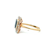 Antique Octagonal Sapphire and Old Mine - Cut Diamond Ring - KFK, Inc.