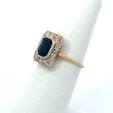 Antique Octagonal Sapphire and Old Mine - Cut Diamond Ring - KFK, Inc.