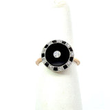 Antique Onyx Diamond Ring, Platinum and 14KT Yellow Gold - KFK, Inc.