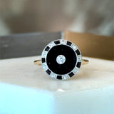 Antique Onyx Diamond Ring, Platinum and 14KT Yellow Gold - KFK, Inc.