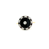 Antique Onyx Diamond Ring, Platinum and 14KT Yellow Gold - KFK, Inc.