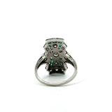 Antique Platinum 1.0CT Diamond Emerald Shield Ring - KFK, Inc.