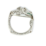 Antique Platinum Brooch with Emerald Accents - KFK, Inc.