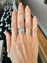 Antique Platinum Diamond Shield Ring with Ruby Accents - KFK, Inc.