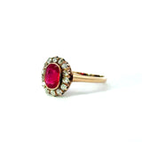 Antique Ruby and Diamond Cluster RIng - KFK, Inc.