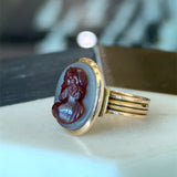 Antique Victorian 10KT Gold Agate Cameo Ring - KFK, Inc.