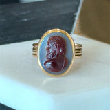 Antique Victorian 10KT Gold Agate Cameo Ring - KFK, Inc.