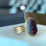 Antique Victorian 10KT Gold Agate Cameo Ring - KFK, Inc.