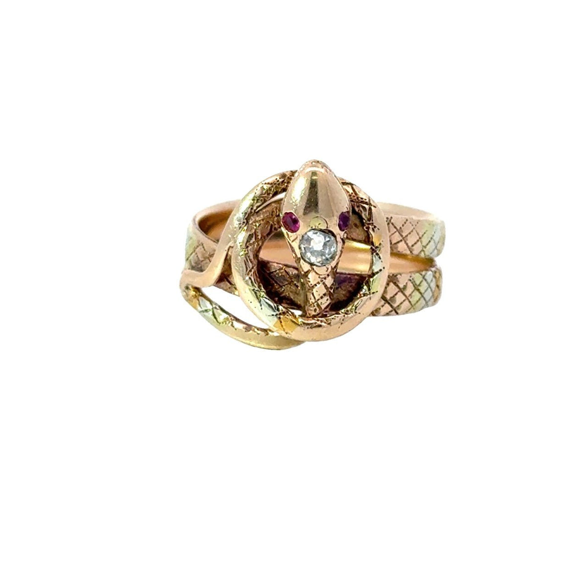 Antique Victorian Diamond Ruby 14KT Gold Snake Ring – KFK,