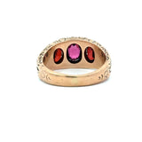 Antique Victorian 14KT Yellow Gold Garnet 3 - Stone Ring - KFK, Inc.