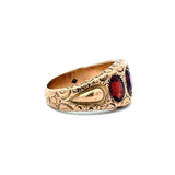 Antique Victorian 14KT Yellow Gold Garnet 3 - Stone Ring - KFK, Inc.