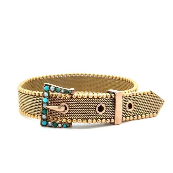 Antique Victorian 9KT Yellow Gold Belt Bracelet - KFK, Inc.
