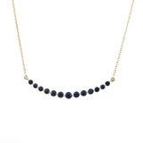 Blue Sapphire Curved Bar Necklace, 14KT Yellow Gold - KFK, Inc.