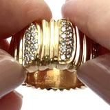 Cartier "Golden Helmet" Textured 18 KT Yellow Gold and Diamond Band Ring - KFK, Inc.