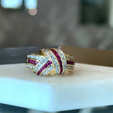 Charles Krypell Ruby & Diamond Signature Knot Ring 18K Gold - KFK, Inc.