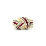 Charles Krypell Ruby & Diamond Signature Knot Ring 18K Gold - KFK, Inc.