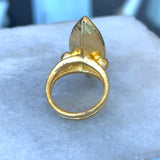 Custom 21KT Gold Marquise Smoky Topaz Navette Ring - KFK, Inc.