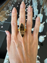 Custom 21KT Gold Marquise Smoky Topaz Navette Ring - KFK, Inc.