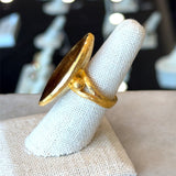 Custom 21KT Gold Marquise Smoky Topaz Navette Ring - KFK, Inc.