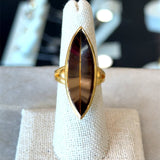 Custom 21KT Gold Marquise Smoky Topaz Navette Ring - KFK, Inc.
