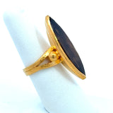 Custom 21KT Gold Marquise Smoky Topaz Navette Ring - KFK, Inc.