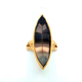 Custom 21KT Gold Marquise Smoky Topaz Navette Ring - KFK, Inc.