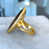 Custom 21KT Gold Marquise Smoky Topaz Navette Ring - KFK, Inc.
