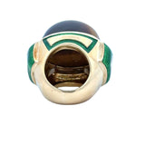 David Webb Tiger's Eye 18KT Yellow Gold and Green Enamel Cocktail Ring - KFK, Inc.
