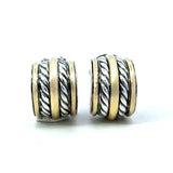 David Yurman 18K Gold and Silver Double Cable Hoop Earrings - KFK, Inc.
