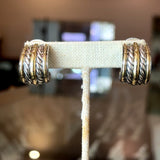 David Yurman 18K Gold and Silver Double Cable Hoop Earrings - KFK, Inc.