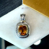 David Yurman Albion Citrine Pendant, Sterling Silver and 14KT Gold - KFK, Inc.