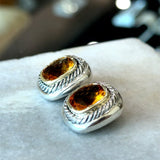 David Yurman Albion Silver 14KT Gold Citrine Clip Earrings - KFK, Inc.