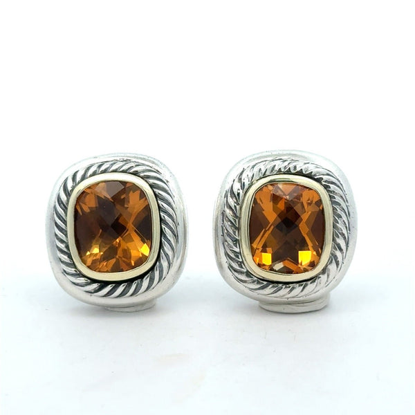 David Yurman Albion Silver 14KT Gold Citrine Clip Earrings - KFK, Inc.