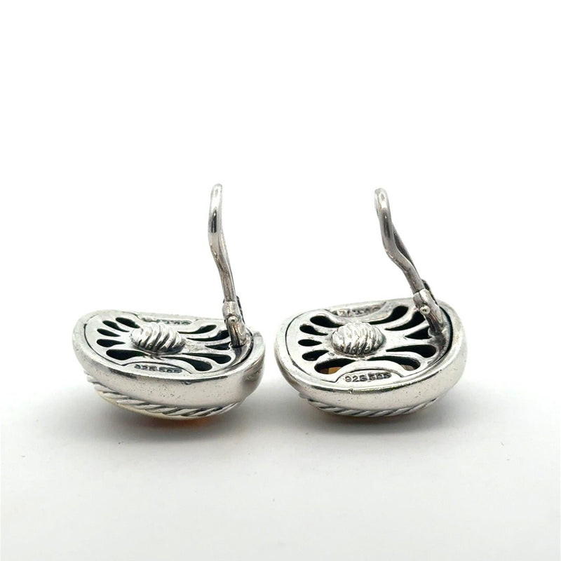 David Yurman Albion Silver 14KT Gold Citrine Clip Earrings - KFK, Inc.
