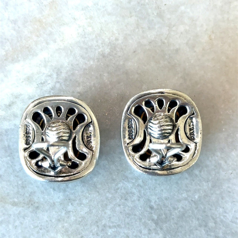 David Yurman Albion Silver 14KT Gold Citrine Clip Earrings - KFK, Inc.