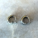 David Yurman Silver Cable 14KT Gold Small Huggie Hoop Earrings - KFK, Inc.