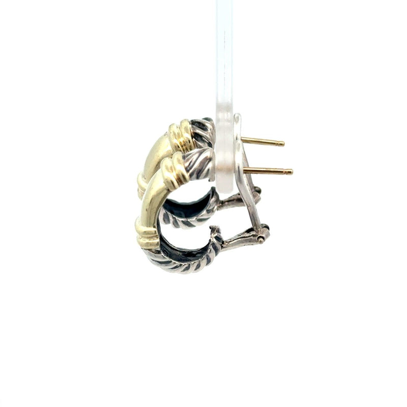 David Yurman Silver Cable 14KT Gold Small Huggie Hoop Earrings - KFK, Inc.