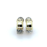 David Yurman Silver Cable 14KT Gold Small Huggie Hoop Earrings - KFK, Inc.