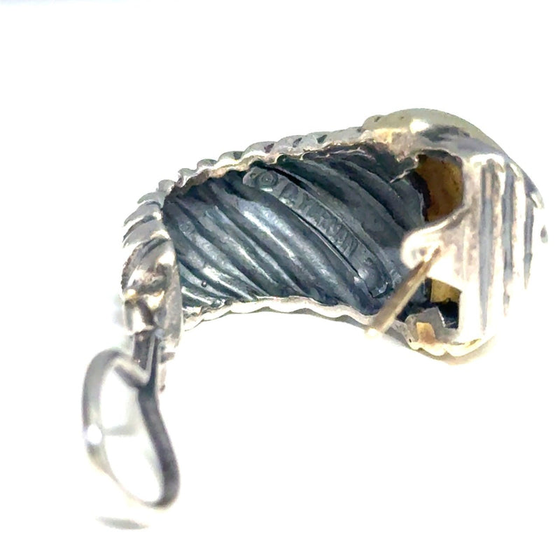 David Yurman Sterling Silver 14KT Gold Cable Huggie Earrings - KFK, Inc.