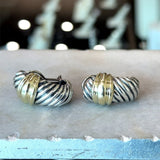 David Yurman Sterling Silver 14KT Gold Cable Huggie Earrings - KFK, Inc.